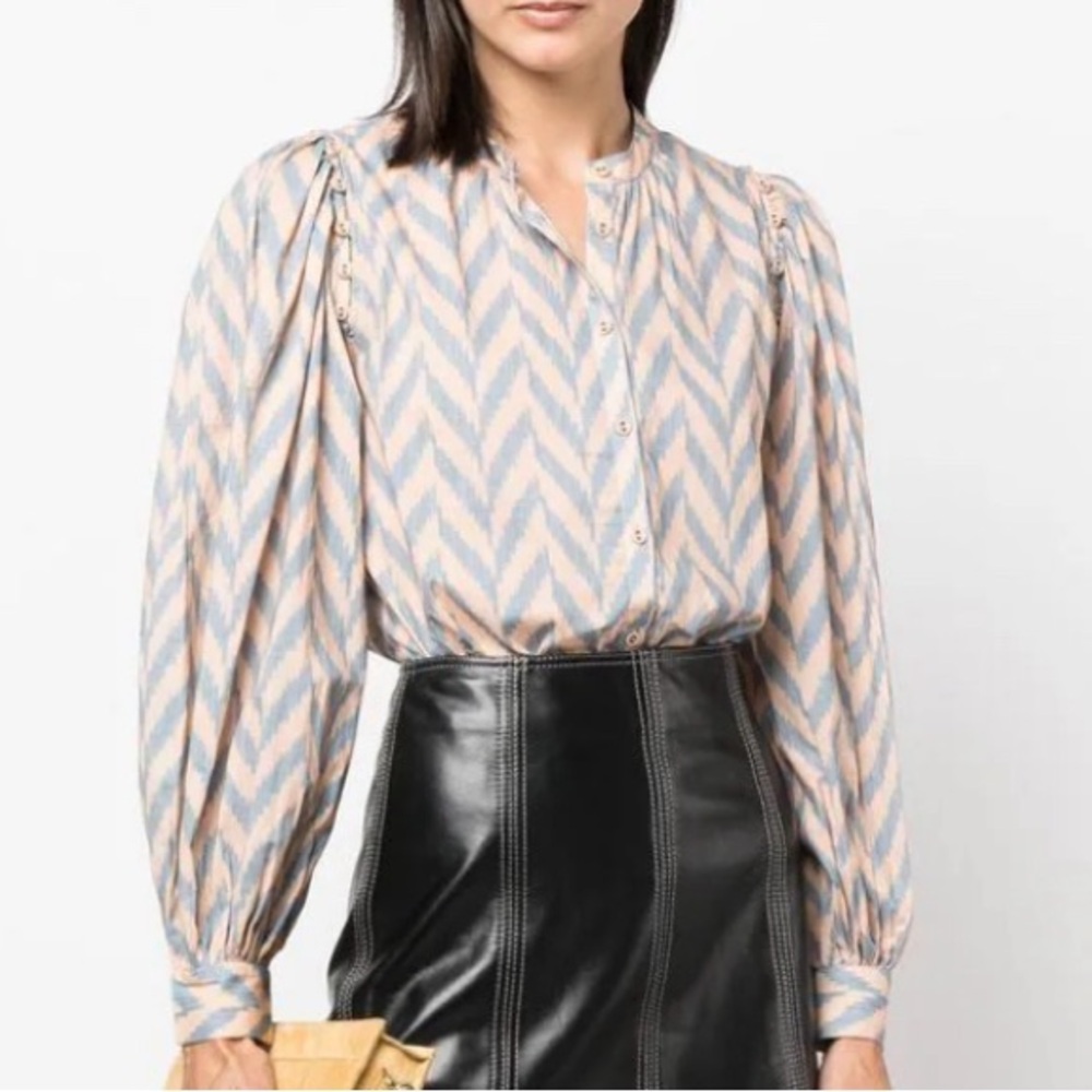 Ulla Johnson Rory Graphic-Print Cropped Blouse - size 4